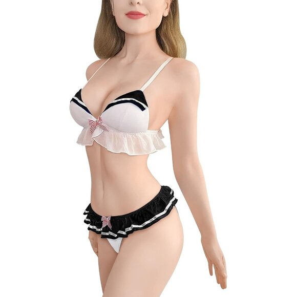 🆕 Women Black Nightwear Sexy Sleeveless Backless Bikini Bra Panties Designs Set - Picture 2 of 7